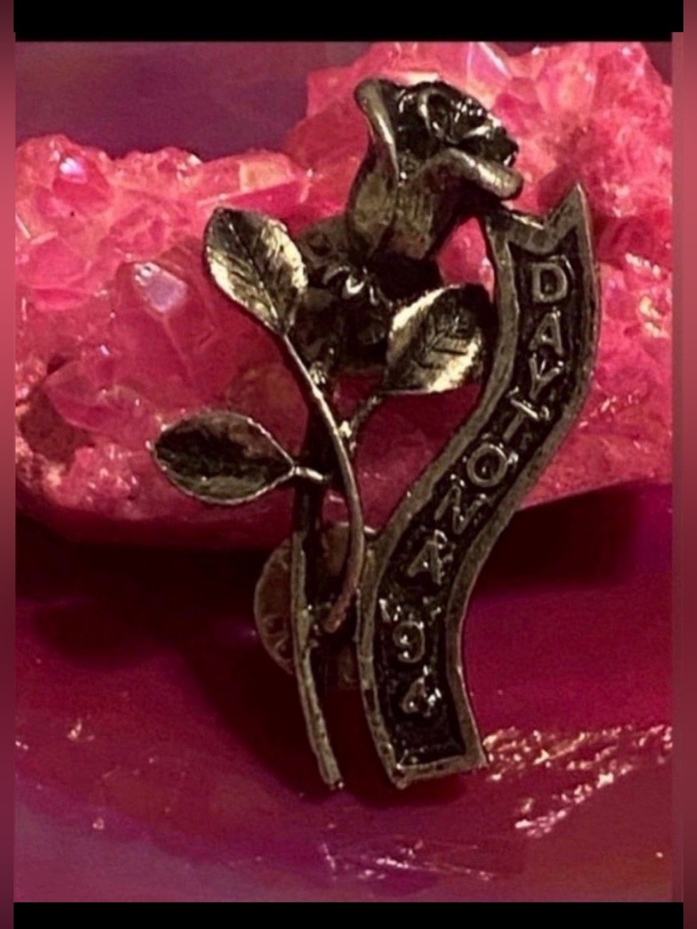 Silver Tone Daytona 94 Rose Flower Pin #7729